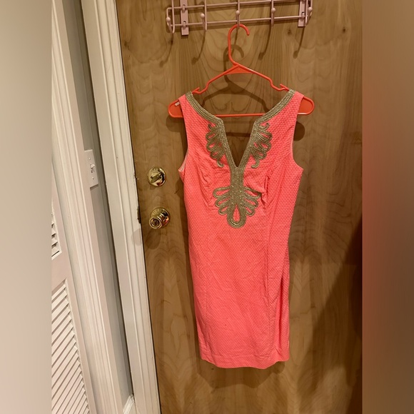 Size 6 Lilly Pulitzer Coral Janice Shift Dress - Picture 2 of 4